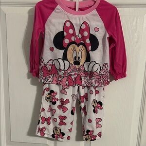 Disney Minnie Mouse Pink and White Pajama Set